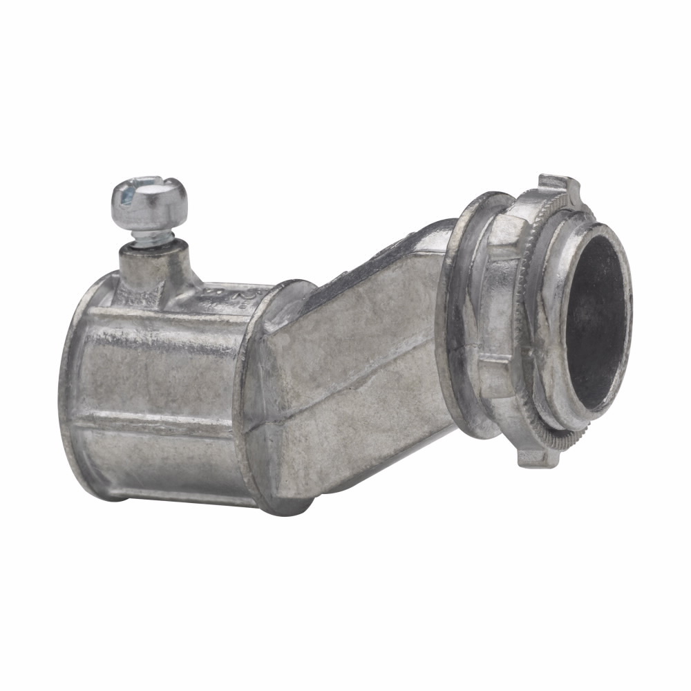 2400 Non-Insulated Setscrew Offset Connector, 1/2 in Trade, For Use With EMT Conduit, Die Cast Zinc, Natural