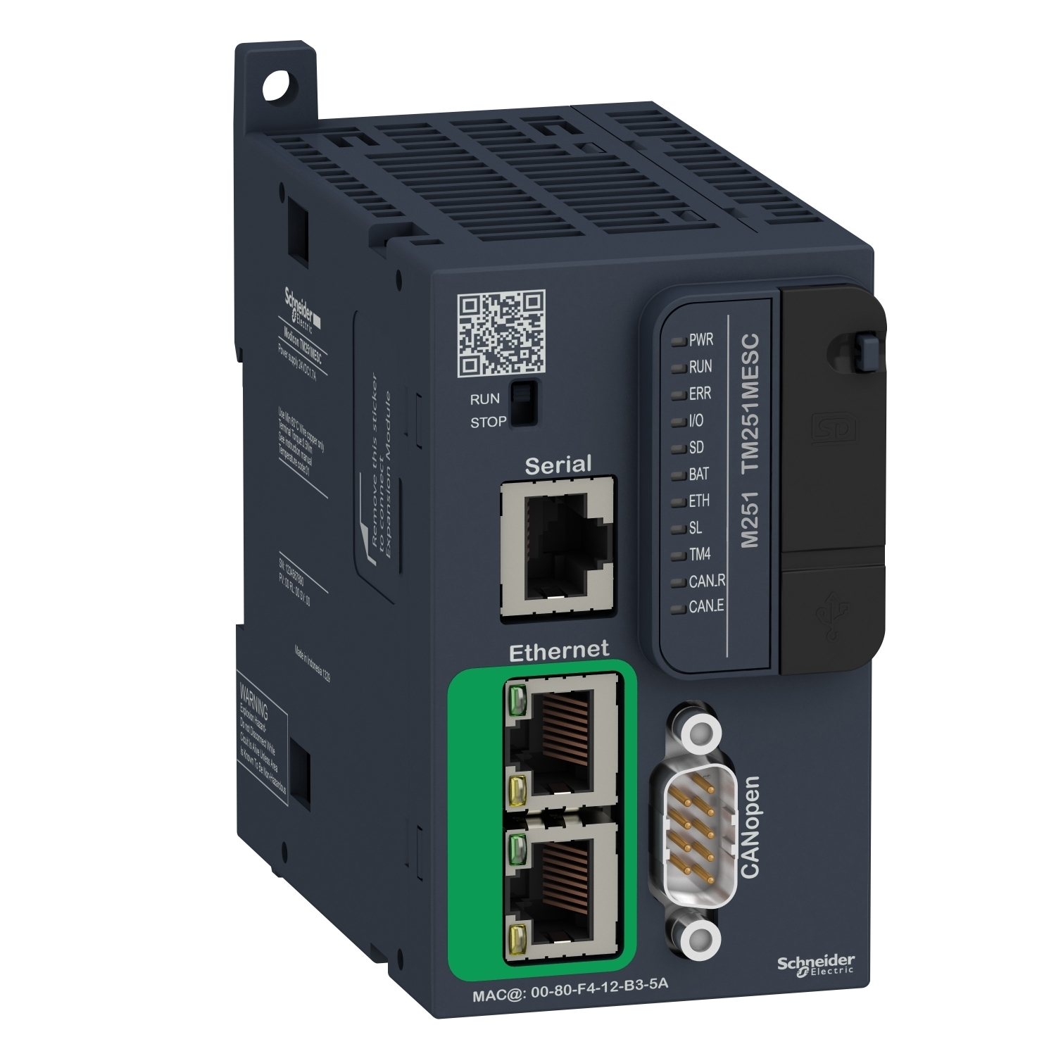 TM251MESC Modicon Ethernet CAN Logic Controller, 24 V DC, 7 Inputs, 7 Outputs