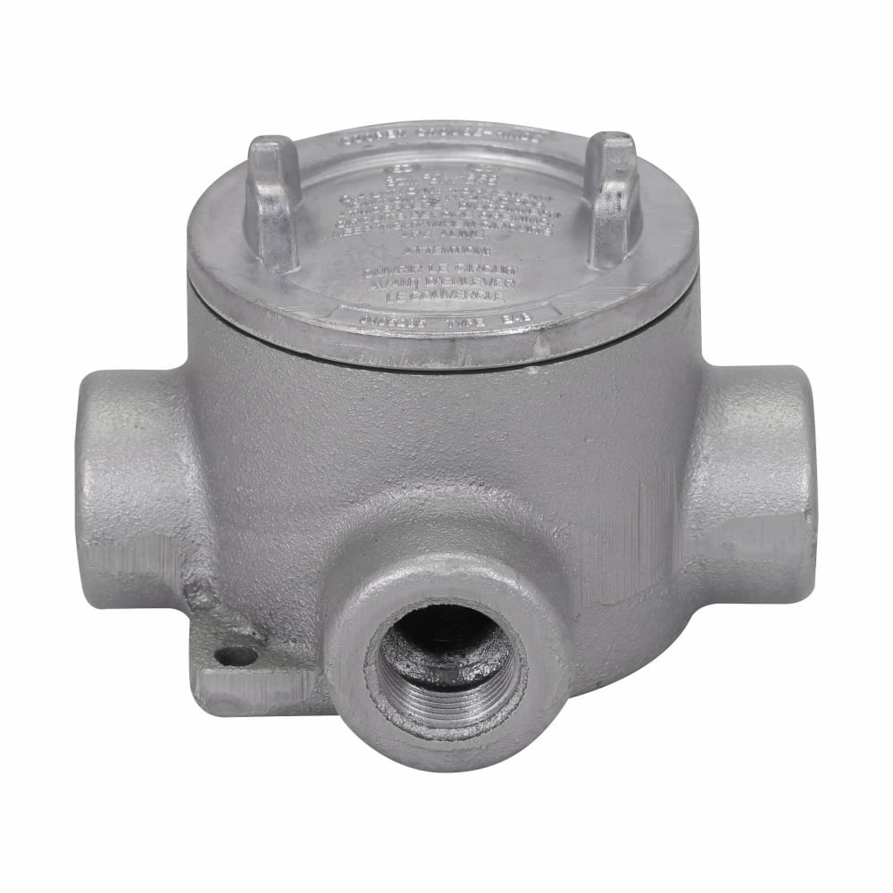 EABX26 Condulet Shape X Conduit Outlet Box With Cover, 3/4 in, 3 in Cover Opening, 20.5 cu-in Capacity, Aluminum Acrylic Painted/Electro-Galvanized