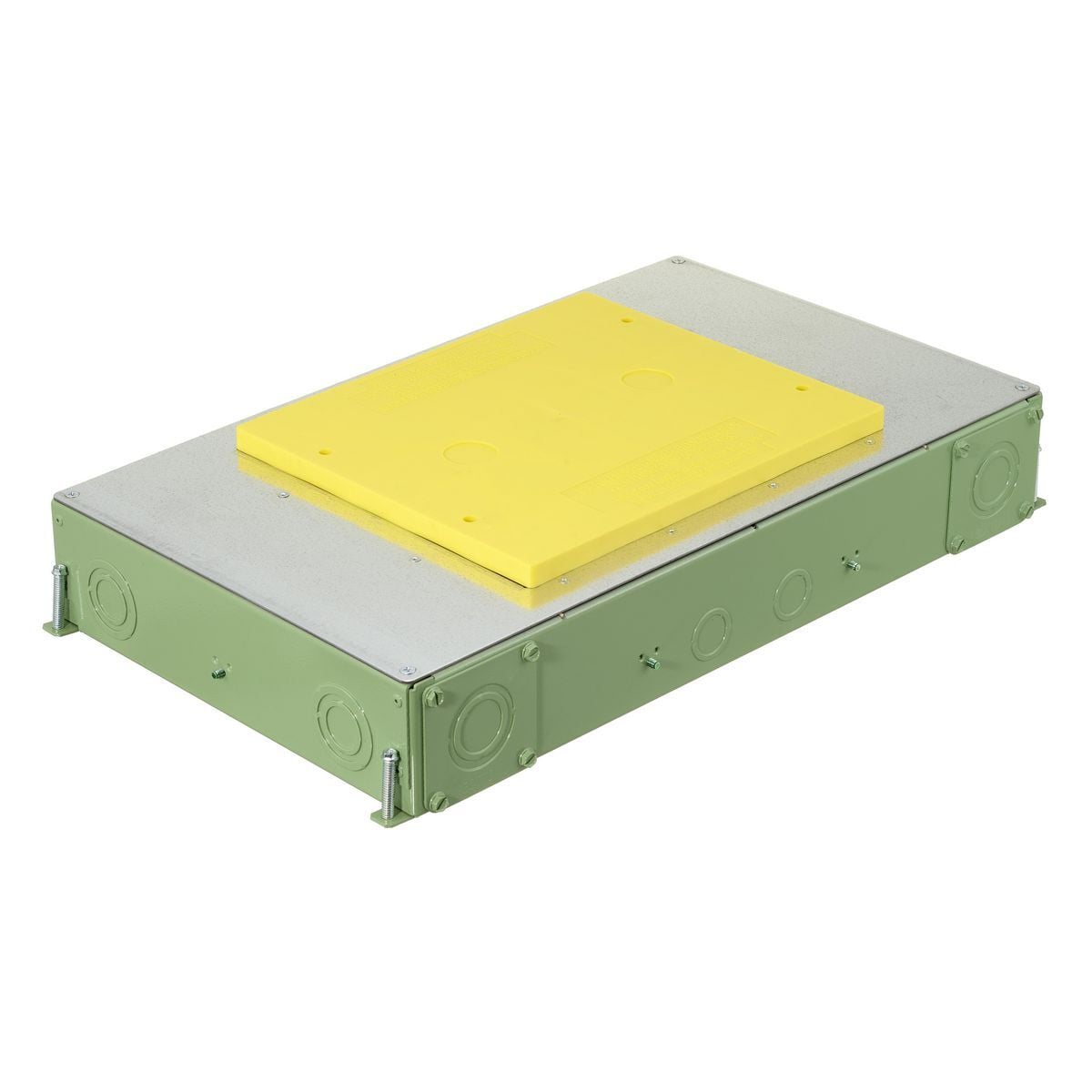 CFB6G30CRE SystemOne ETERNAL Recessed Floor Box, Stamped Steel, 33 cu-in Capacity, 4 Gangs, (16) Knockouts, 3 in H x 11.54 in W x 19.68 in L