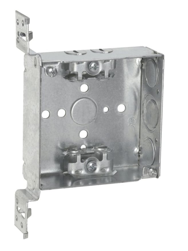 TP459 TP Welded Outlet Box, Steel, 22 cu-in Capacity, (8) Knockouts, 4 in H x 4 in W x 1-1/2 in D