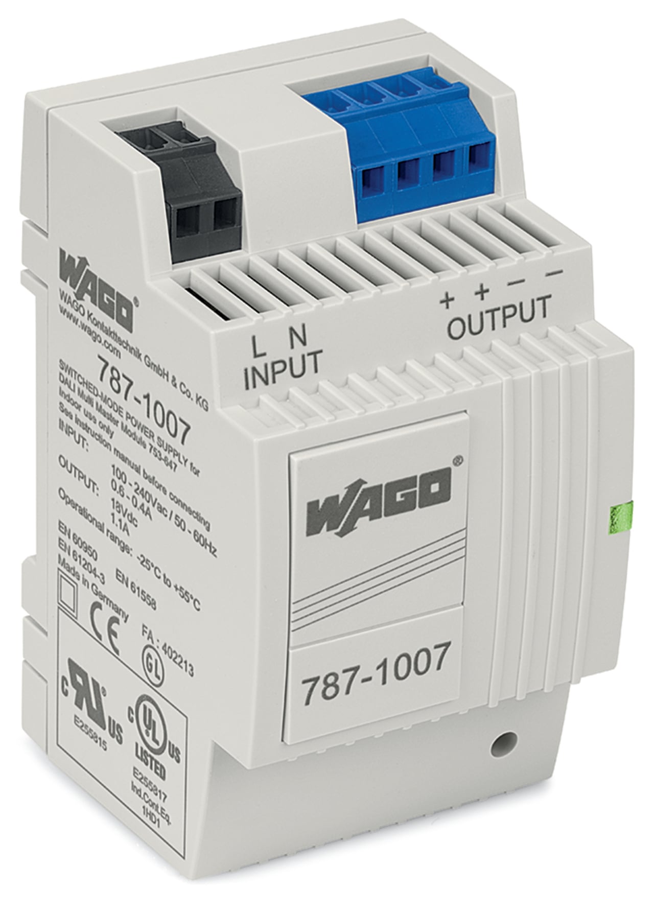787-1007 1-Phase, 300 V Input, 18 V DC Output, DIN Rail Mount