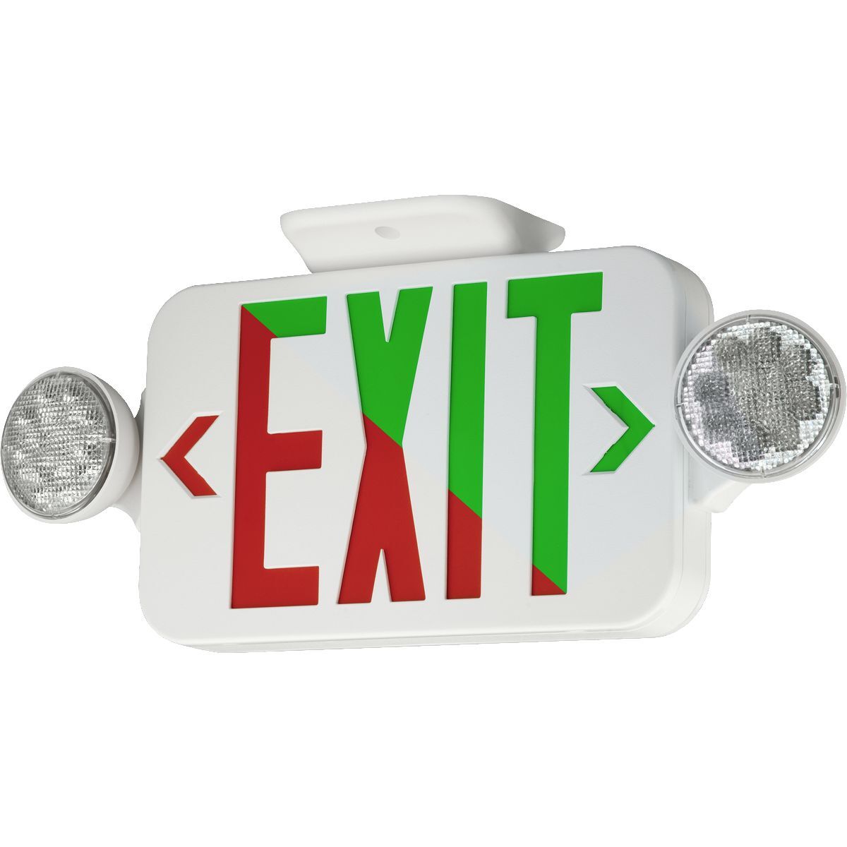 CCRG CC Universal Face Combination Exit/Emergency Light, LED Lamp, 3.9, 4.2 W Fixture, 120, 277 V AC, White Housing, EXIT Legend