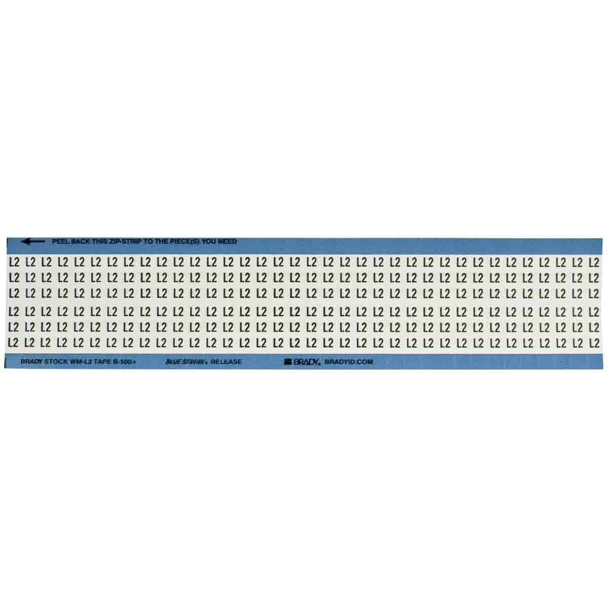 WM-L2-PK WM Series Solid Letter/Number Wire Marker Card, 1/4 in W, Black on White, B-500 Repositionable Vinyl Coated Fabric, 36 Markers per Card