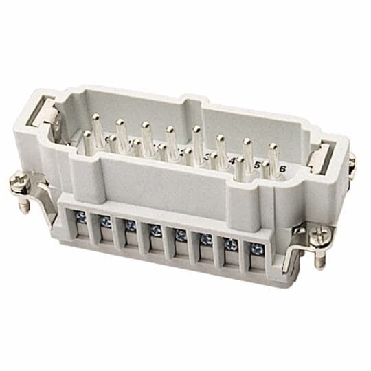 MS216T Pos-E-Kon T Series High Temperature Terminal Insert, 16 Positions, 20 to 14 AWG Wire, Male Screw Connection, Thermoplastic