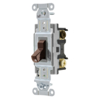 Switches and Lighting Controls, Toggle Switch, Commercial Grade, Three Way, 20A 120/277V AC, Back and Side Wired, Brown