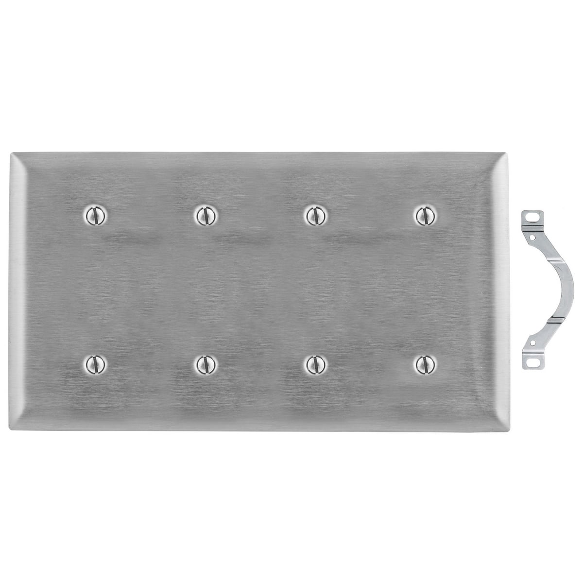 SS44 Standard Blank Wall Plate, 4 Gangs, 8.22 in W x 4.5 in H, 302/304 Stainless Steel, Metallic
