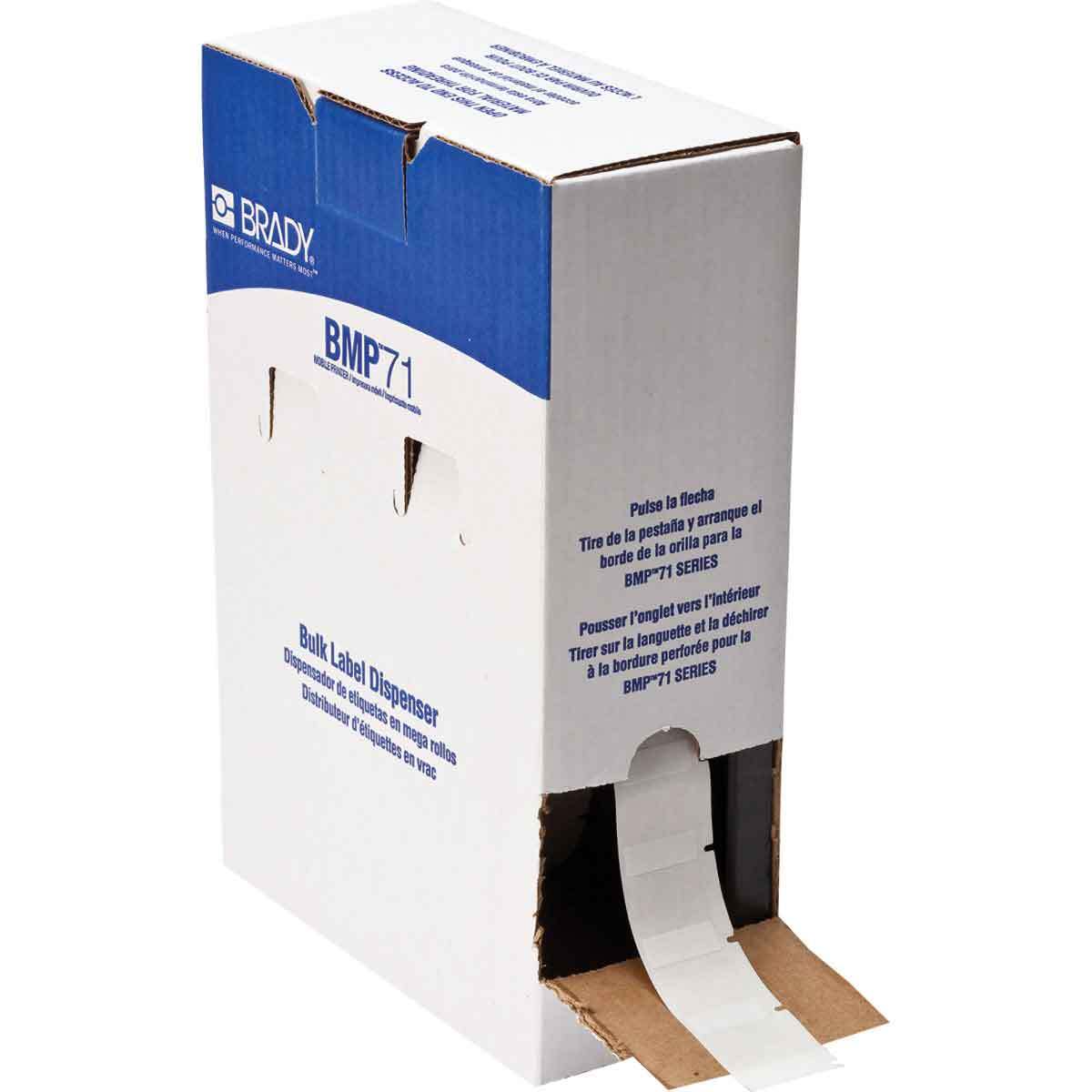 BM-19-427 Self-Laminating Wrap Around Wire and Cable Label, 1 in L x 1 in W, White/Clear, Vinyl