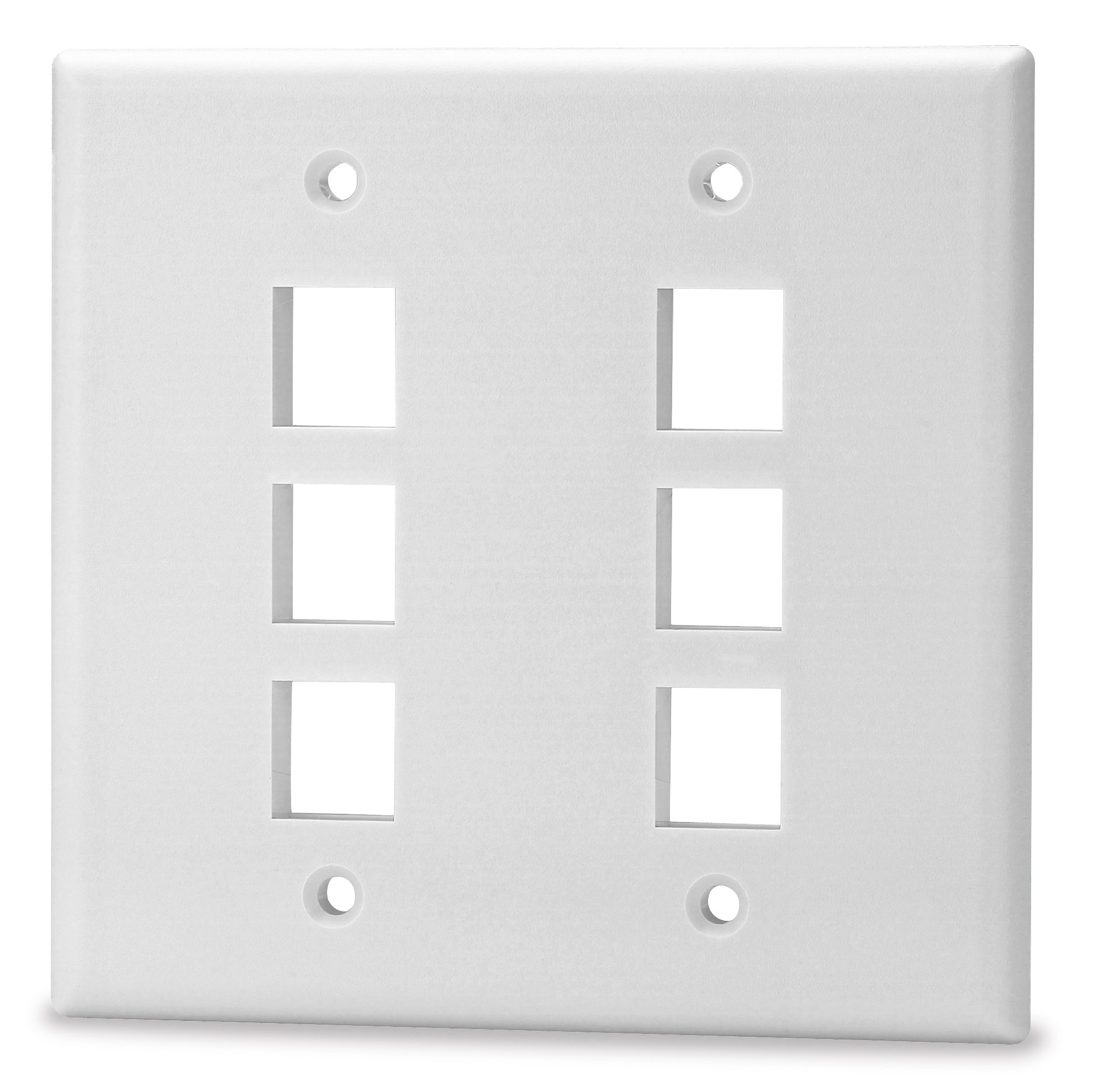 6-Port Double Gang Faceplate w/o Labeling, White
