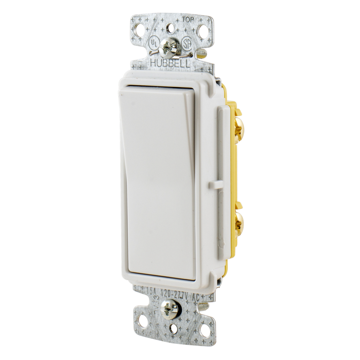 RSD115W Standard Decorator Positive Snap Self-Grounding Rocker Switch, 120/277 V, 15 A, 4155 W Power Rating, 2 Position Contact