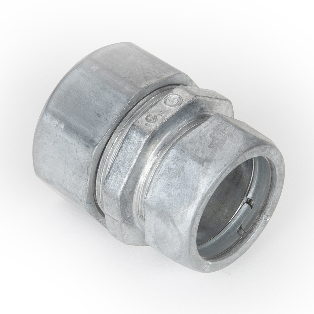 292-CDC Bridgeport Concretetight Compression Transition Conduit Coupling, 1 in, For Use With Threadless Rigid/IMC to EMT Conduit, Die Cast Zinc, Ball Burnished