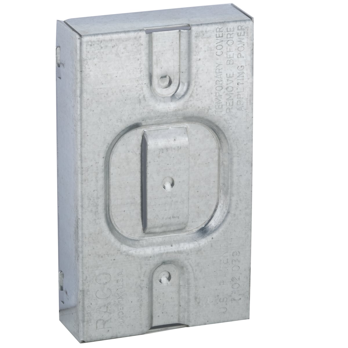 701R 1-Gang Flat Square Wire Protection Plate, 3/4 in, For Use With 1-Device Round Mud Ring, Stamped Steel