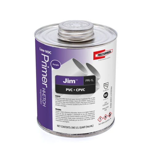55918 Jim PR-1L Hi-Etch Low VOC Primer, For Use With PVC and CPVC Pipe, Tubing and Socket Type Fittings, Purple, 1 qt Container