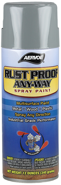349 Aervoe Solvent Based Spray Paint, 16 oz Container, Liquid Form, Meter Gray, 11 sq-ft/can Coverage, 72 hr Curing