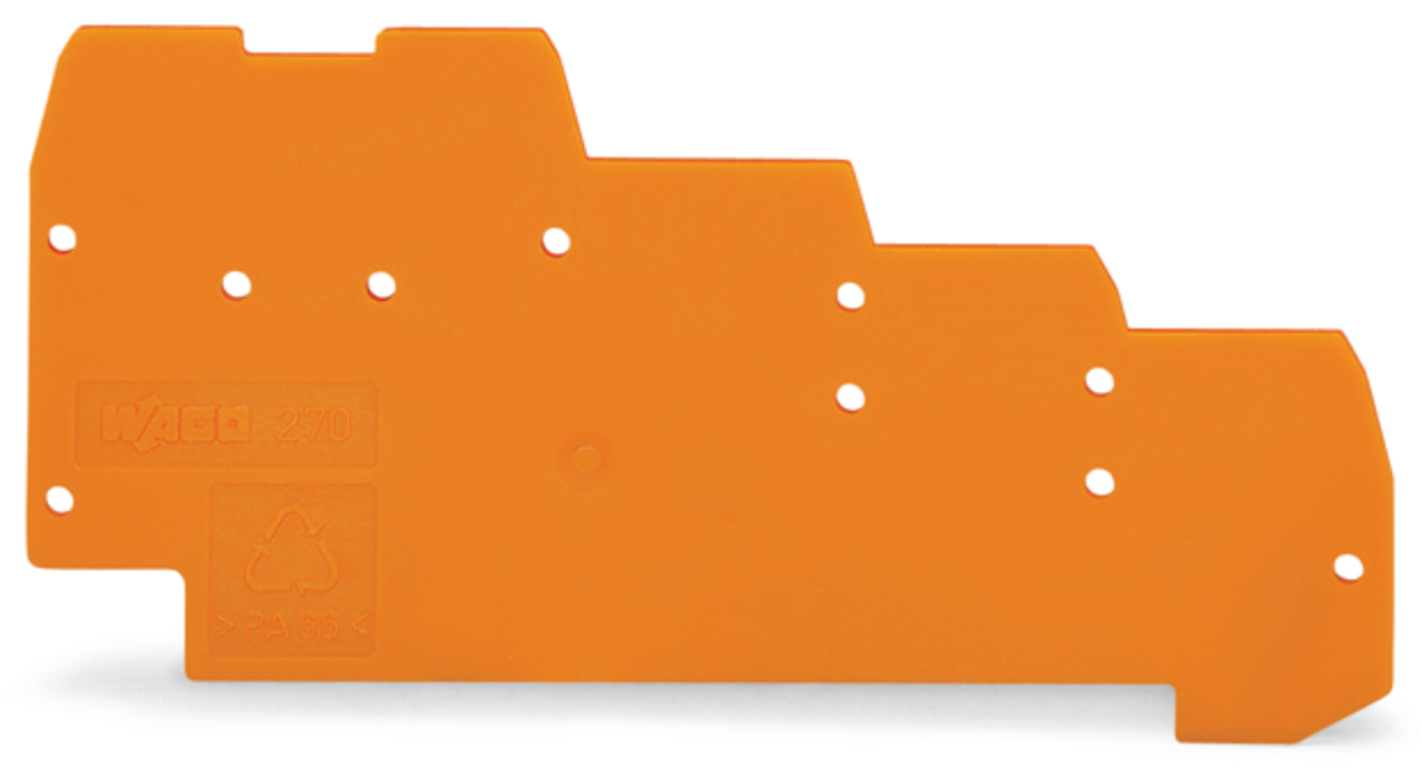 270-322 End and Intermediate Plate, For Use With Rail Mounted, Polyamide, Orange