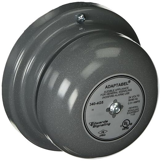340-4G5 Vibrating Bell, 24 V AC, 0.31 A, 98/88 dB, Surface Mounting, Specifications Met: UL Listed, FM Approved, 4 in Gong