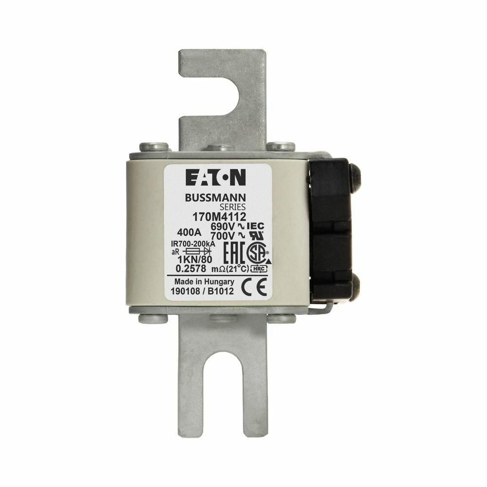 170M4112 Semi-Conductor High Speed Fuse, 400 A, 690/700 V, 200 kA Interrupt, Class: AR, Square Body