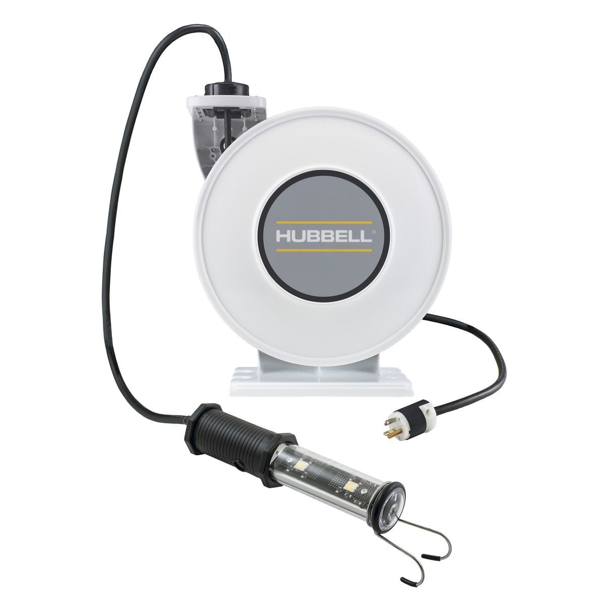 HBLI35163LED inREACH 3-Conductor Cord Reel With Hand Lamp, 250 VAC, 10 A, 35 ft L Cord, 16 AWG Conductor