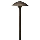 3000K Round Tiered Path Light - Cascading round tiers on this 3000K pure white LED path light in Aged Bronze add a dynamic lighting effect to your walk or garden.