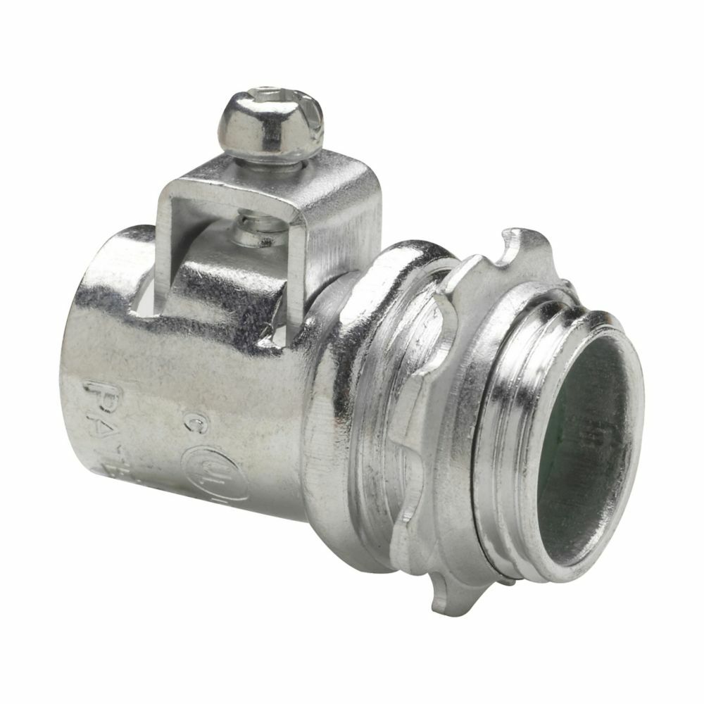 ACB50 Straight Conduit Connector, 1/2 in Trade, 0.52 to 0.92 in Cable Openings, Steel, Electro-Plated Zinc