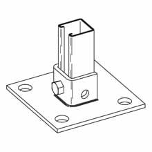 B279SQGRN Type U Square Post Base, 1 Channel, Centered Channel Position, 1-5/8 in H Base, For Use With 1-5/8 x 1-5/8 in B22 Series Channel, Steel