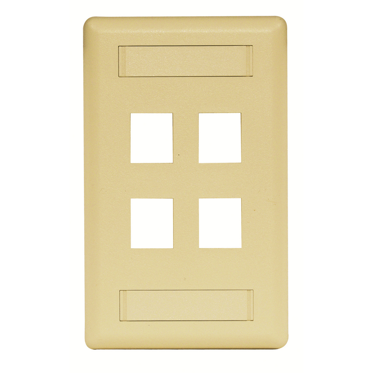 IFP14EI Molded Rear Load Standard Keystone Faceplate, 1 Gangs, 4 Ports, Phone/Data/Multimedia Module, Fastened Mount, High-Impact Thermoplastic