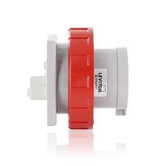 W432-B11 Series I International Configuration Watertight Pin and Sleeve Inlet, 600 V AC/250 V DC, 32 A, 4 Poles, 5 Wires, Red