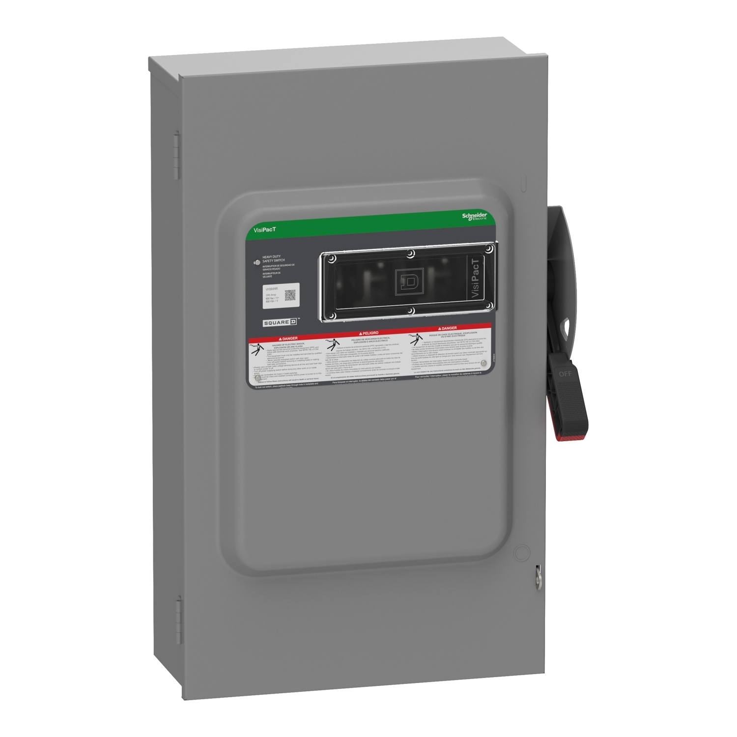 VH364NR Heavy Duty Fusible Disconnect Safety Switch, 600 V AC, 600 V DC, 200 A, 40, 50, 60, 125, 150 hp, 3 Poles