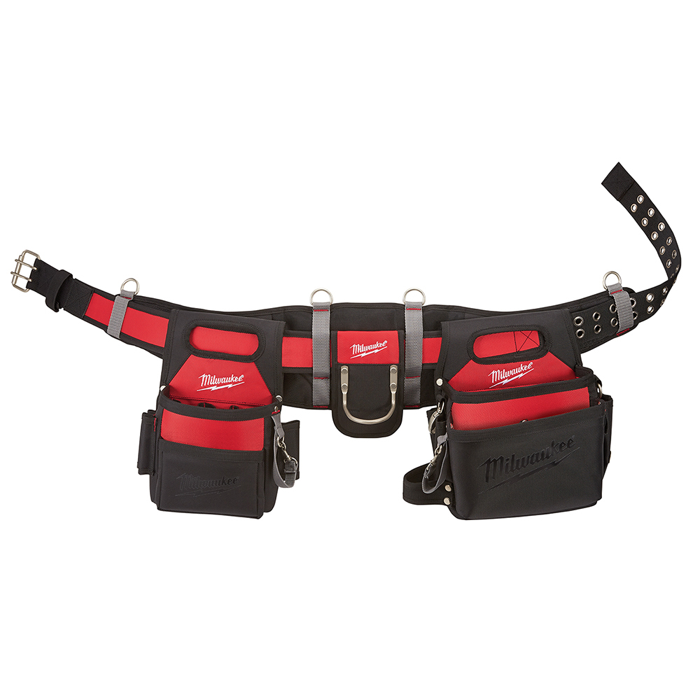 48-22-8110 Breathable Electricians Work Belt, 29 Pockets, Denier Nylon, Black/Red