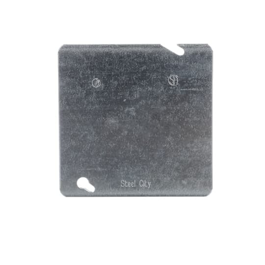 72-C-1 Steel City Outlet Box Cover, 4-11/16 in L x 4-11/16 in W, Blank/Flat Cover, Steel