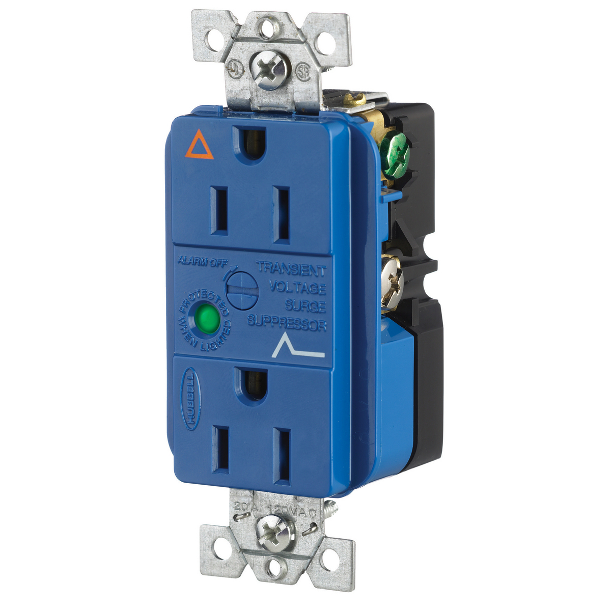 IG5262SA Isolated Ground Standard Duplex Receptacle With Light and Alarm, 125 VAC, 15 A, 60 Hz, 1 Phase