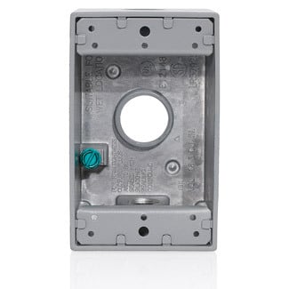1GM73-GY Weatherproof Back Box, Die Cast Aluminum, 1 Gang, 3 Outlets, 2.78 in H x 4.53 in W x 2.01 in D