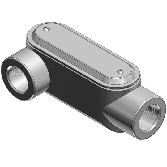 LR67CG-TB T&B Type LR Pre-Assembled Conduit Body With Cover, Gasket, 2 in Hub, Form 7 Form, Iron/Neoprene/Stamped Steel, Epoxy Powder Coated/Zinc Plated