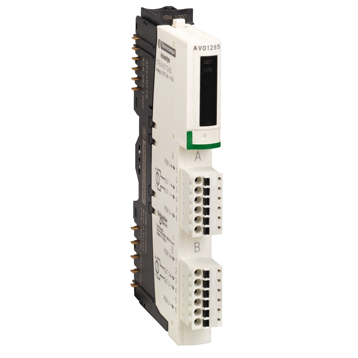 STBAVO1265K Modicon Basic Analog Output Kit, 2 Outputs, +/-10 V DC Signal Range, +9 bit Resolution, +/-0.5 % Accuracy