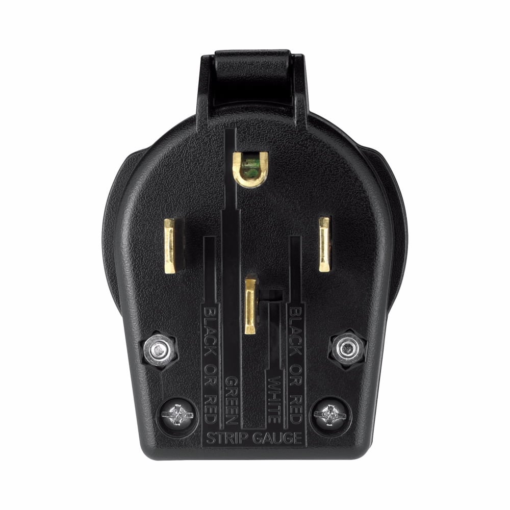 S21-SP Arrow Hart Angled Universal Straight Blade Plug, 125/250 V AC, 30/50 A, 3 Poles, 4 Wires, Black