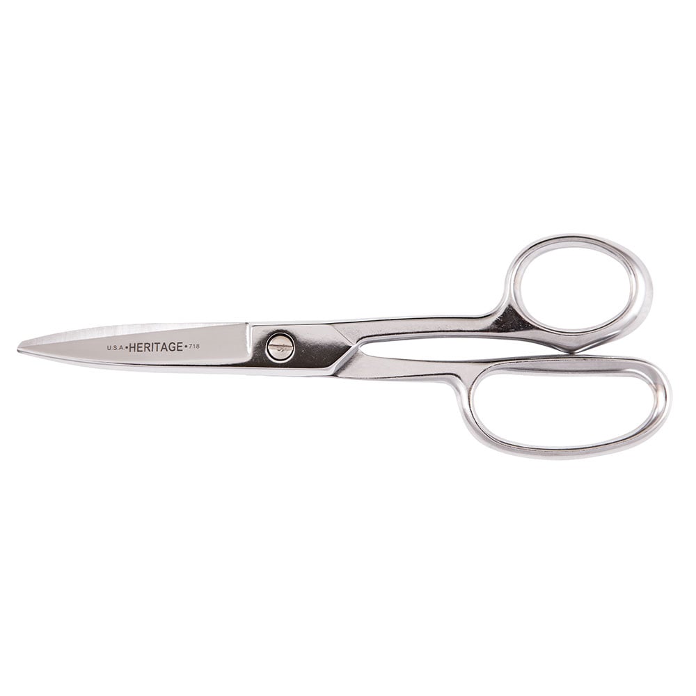 G718HC Heritage Heavy Duty Utility Shear, 3 in L of Cut, 7-1/8 in OAL, Blunt Tip, Knife Edge, Carbon Steel Blade, Metal Handle, Right Hand