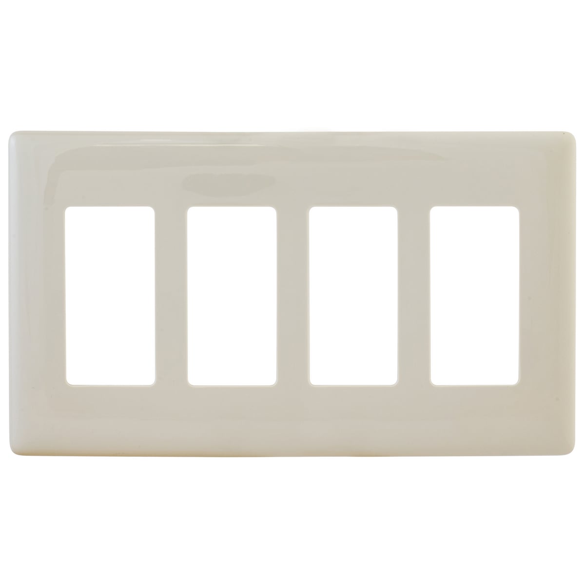 NPS264LA Non-Metallic Standard Decorator Wall Plate, 4 Gangs, 8.44 in W x 4.75 in H x 0.25 in D, Polycarbonate, Light Almond