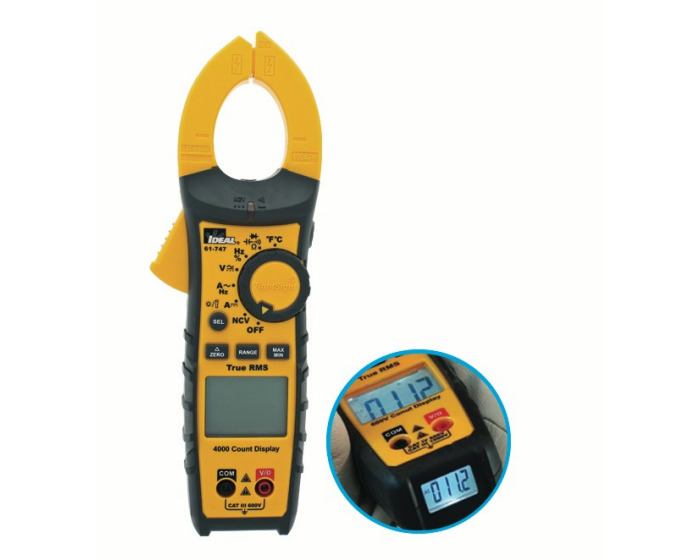 61-747 TightSight Digital Clamp Meter With Backlit, Flashlight, 600 V AC, 400 A, 40 MOhm, 10 to 9999 Hz, 1.4 in Jaw, Backlit LED Display
