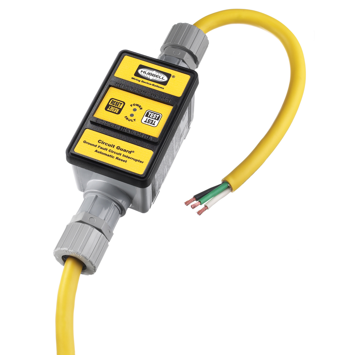 GFP3315 4-Wire Auto Set High Amperage Portable Fabricated GFCI Line Cord, (4) 10 AWG Copper Conductor, 2 ft L, 120/240 V AC