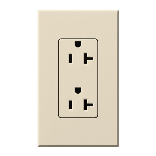 NTR-20-TR-LA Architectural Tamper-Resistant Duplex Receptacle with Wall Plate, 20 Amp, Matte, Light Almond