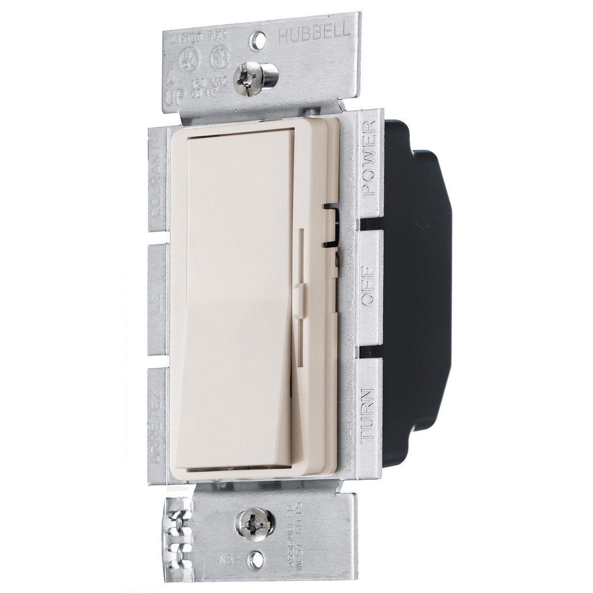RDVFSQFLA 1-Pole 3-Way Standard Fan Speed Control, 120 V AC, 1.5 A, 3-Speed Rocker/Slide/Variable Operational Mode, Plastic, Light Almond