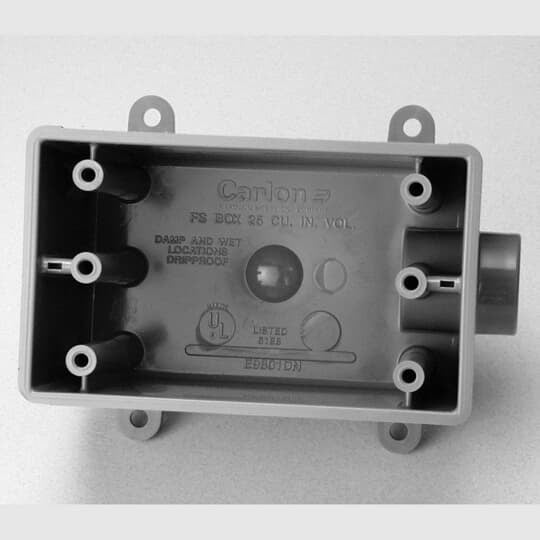 E9801 Carlon Type FD Deep Style Hubless Non-Metallic Rigid Device Box, 25 cu-in Capacity, 1 Gangs, 4-5/8 in H x 3-7/8 in W x 2-3/4 in D