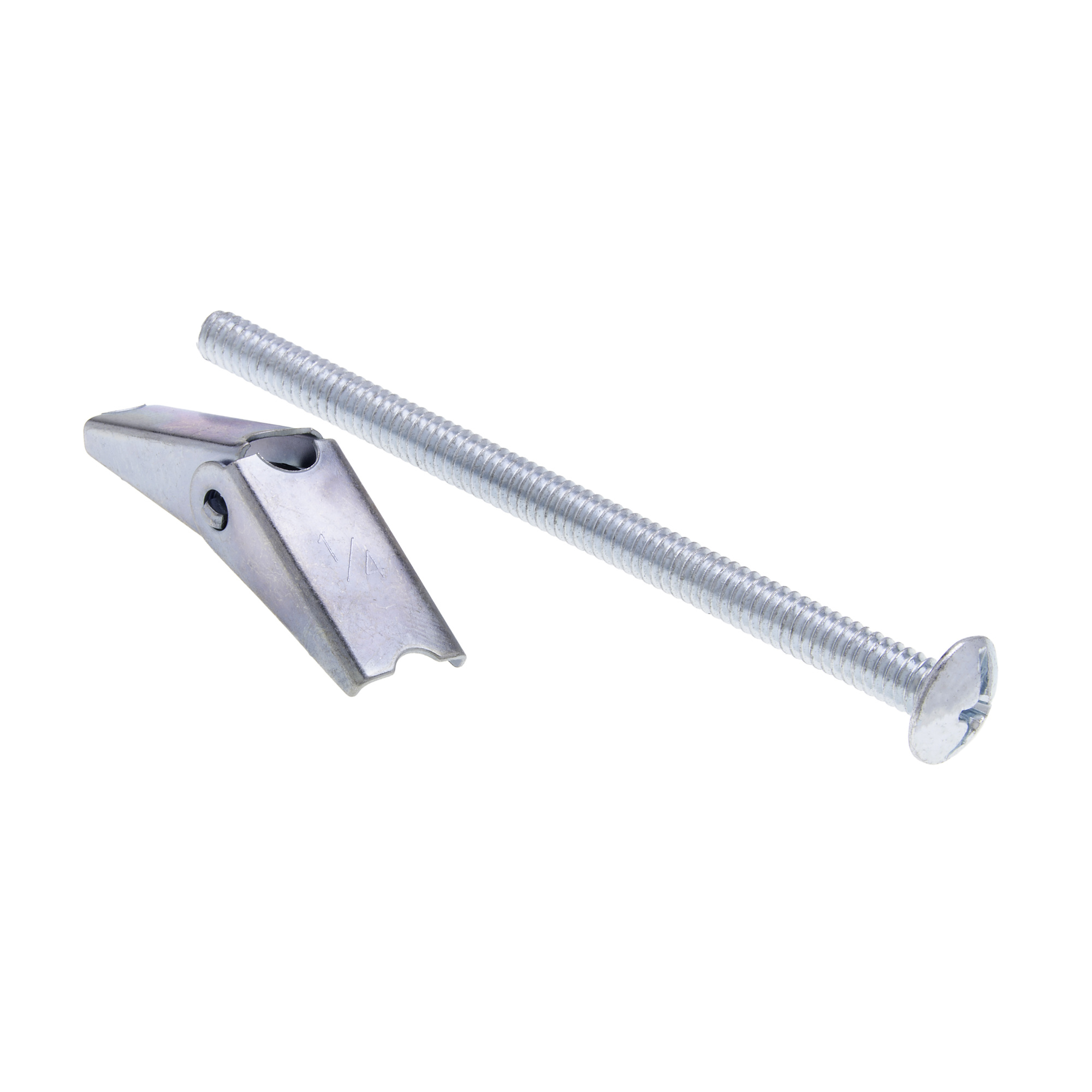 J1554 Metallics Spring Wing Toggle Bolt, 1/4-20 Screw, 4 in OAL, Steel, Mushroom Truss Head, 3/4 in Drill