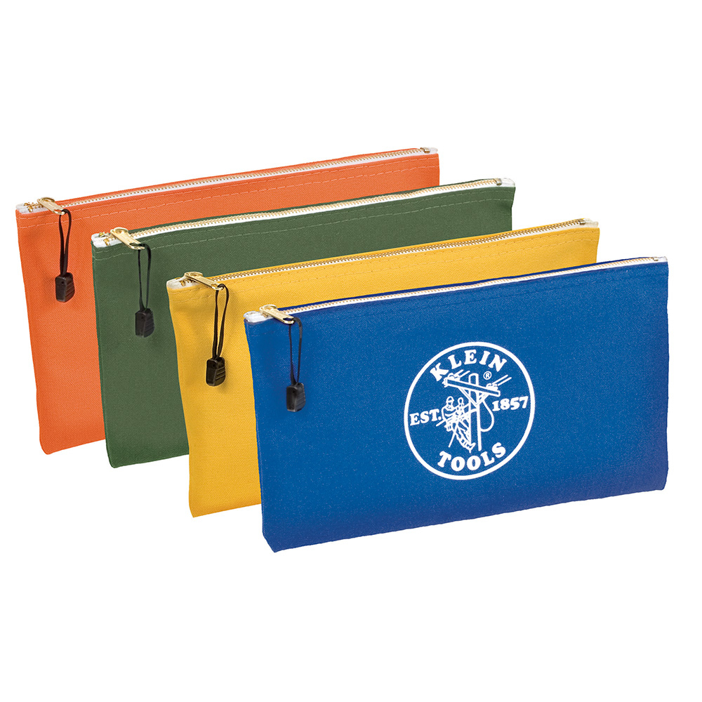 5140 Assorted Zipper Bag, #10 Canvas, Olive/Orange/Royal Blue/Yellow