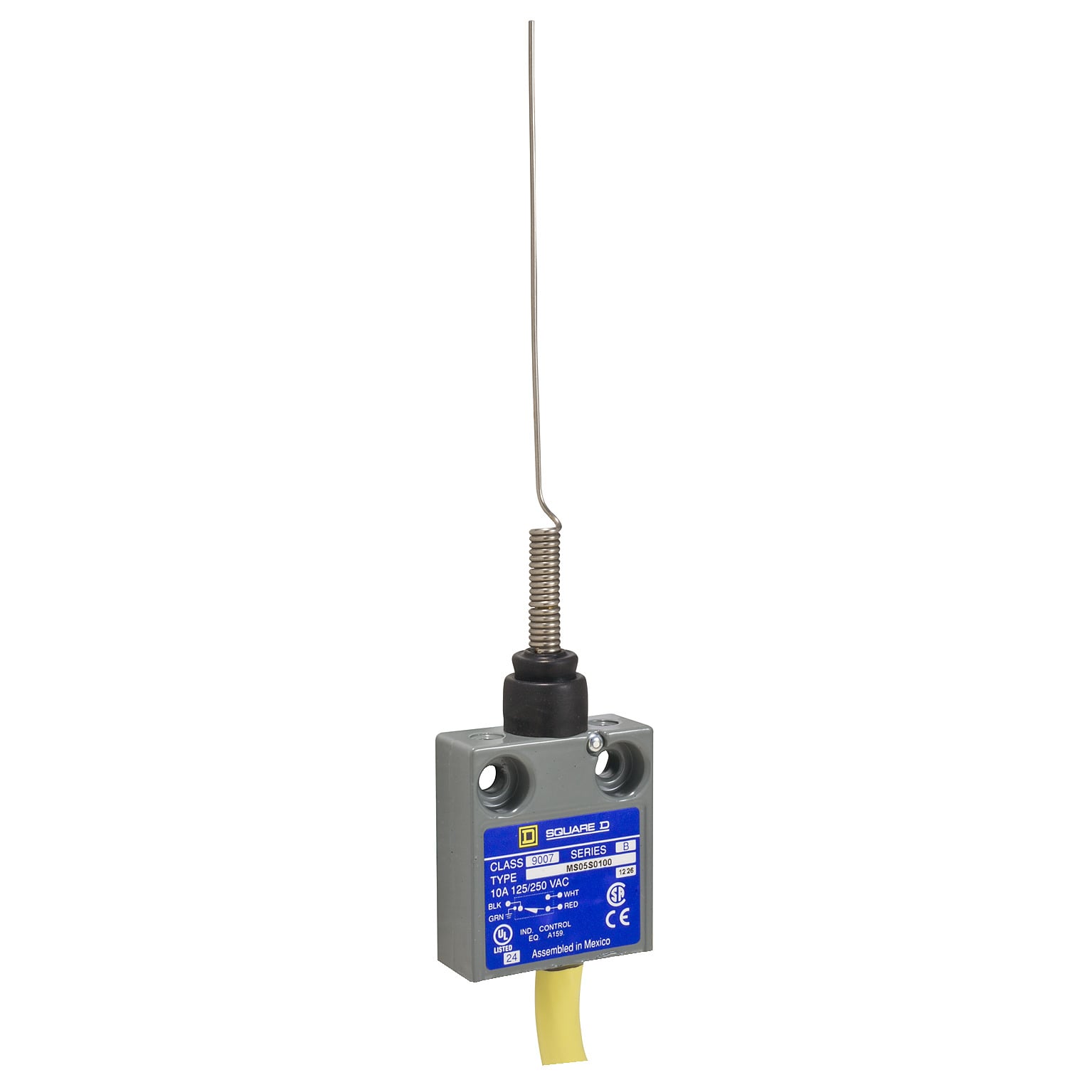 9007MS05S0200 Miniature Potted Fixed Limit Switch, 240 VAC, 10 A, 1NO-1NC Contact, 1 Poles