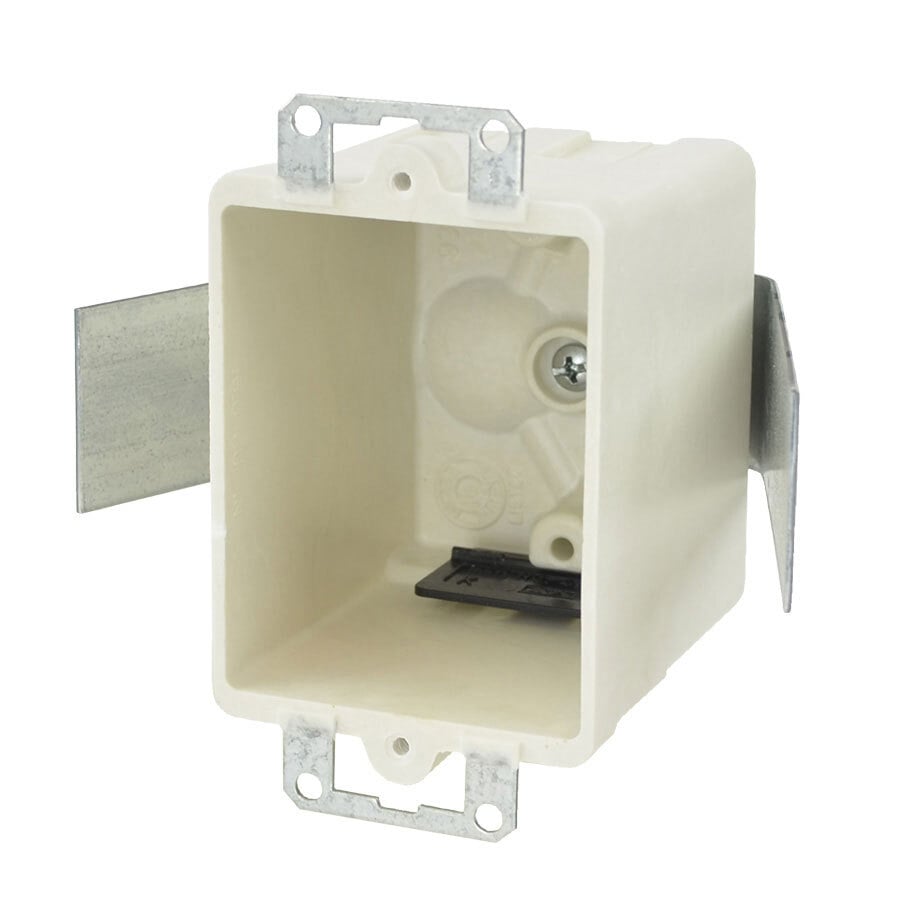 9361-ES FiberglassBOX Non-Conductive Non-Metallic Switch/Receptacle Box With Knockouts, Galvanized Steel Snap Bracket, Fiberglass Reinforced Polyester, 16 cu-in Capacity, 1 Gang, 2 Outlets, 4 Knockouts, 2-3/8 in W x 2-7/8 in D x 3-1/4 in H