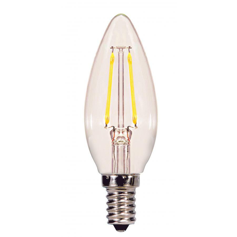 S29920 Dimmable Filament LED Lamp, 3 W, 25 W Incandescent Equivalent, E12 Lamp, C11 Shape, 200 Lumens