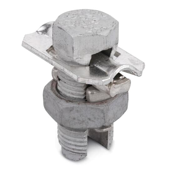 10CA Blackburn Type CA Split Bolt Connector With Spacer, Washer, 2 to 2/0 AWG Solid/Stranded Aluminum/Copper Conductor, 7/8 x 2-1/16 in, Aluminum