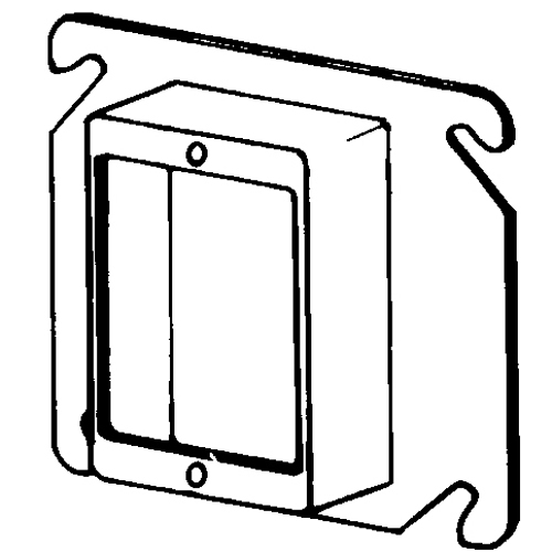 8466 Raised Square Box Cover, 4 in L x 4 in W x 1-1/4 in D, Switch Cover, Steel