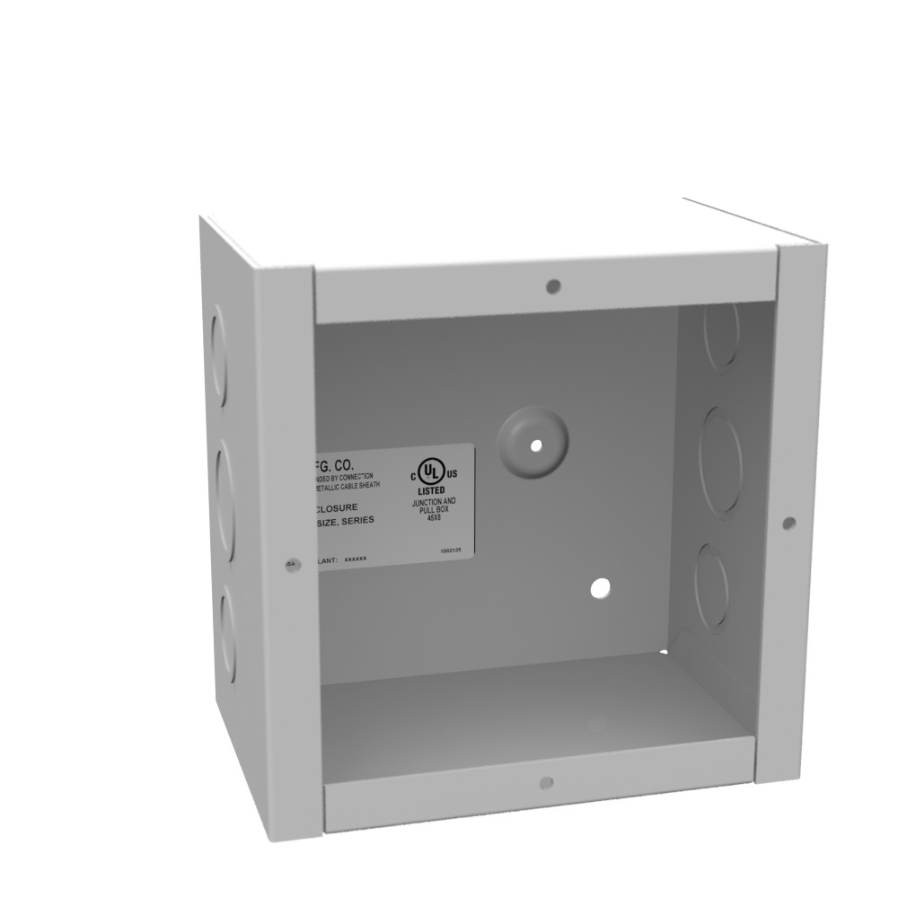 6x4x6 Screw Cover Type 1 UL Listed Steel Knockouts ANSI 61 Gray Cover with Teardrop Slots Mounting Holes in Back